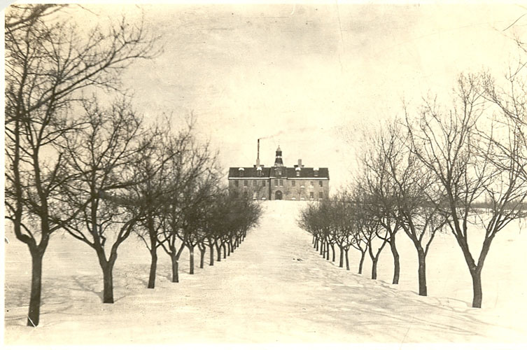 Road to Brandon Industrial Institute in wintertime.