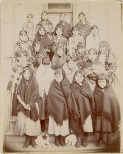 Girls "when they first start school," Elizabeth Long Memorial Home, Kitamaat.