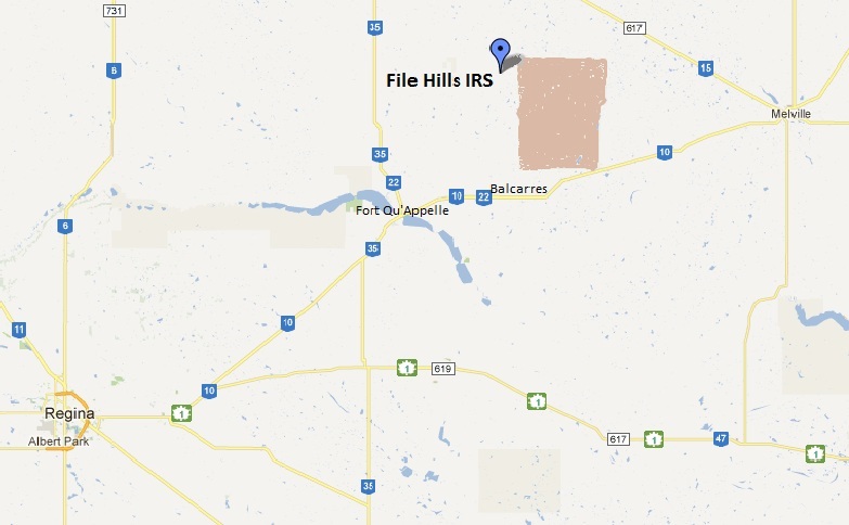 Map of the approximate location of File Hills IRS.