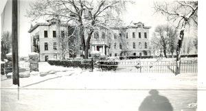 Main building of Portage la Prairie Residential School in winter