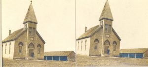 Exterior of church and shed, Mount Elgin Institute.