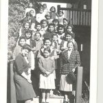 Children and staff on steps of the Port Simpson Residential School