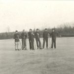 The hockey team on the ice, Red Deer Institute