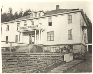 Side view of front of Kitimaat Residential School