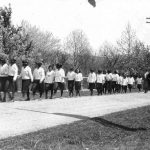 Girls walking on road, Alberni Indian Residential School