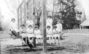 Girls on playground, Alberni Indian Residential School